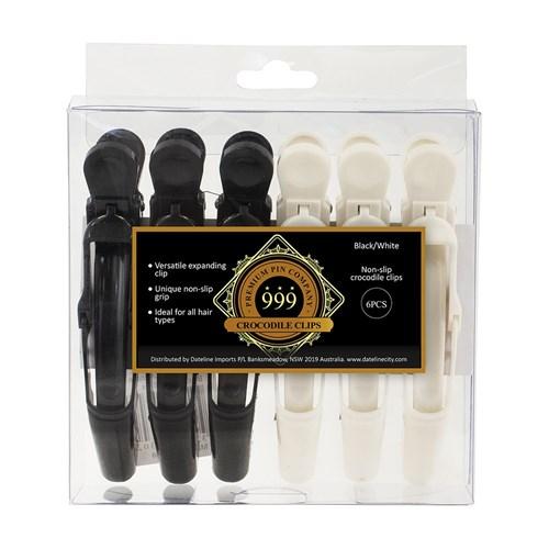 999 Crocodile Clips Black /White 6Pk