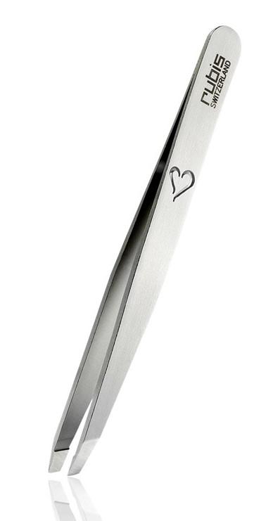 Rubis Slant Tweezers s/steel Heart