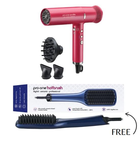 Pink Aerolite Dryer & Hot Brush Duo