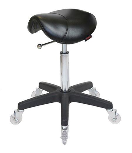 Saddle Stool Black - No Back with Clear Wheels