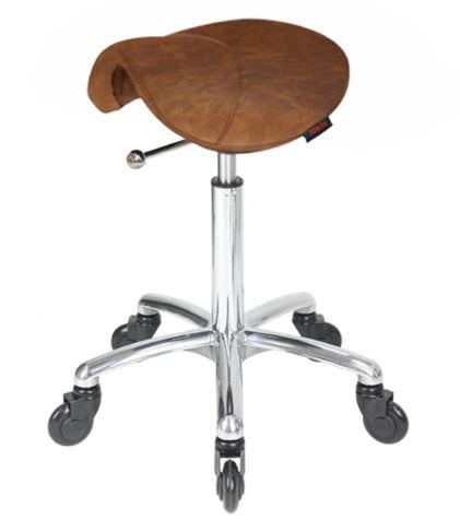 Saddle Stool Tan No Back with Click'NClean Wheels